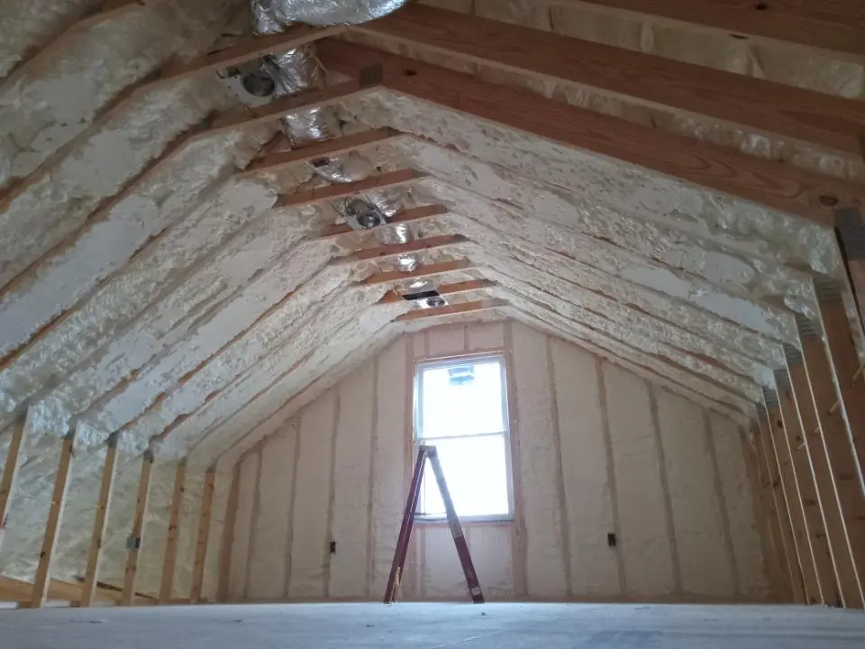 Spray foam roofing application for Crawl Space Insulation project in Bourne